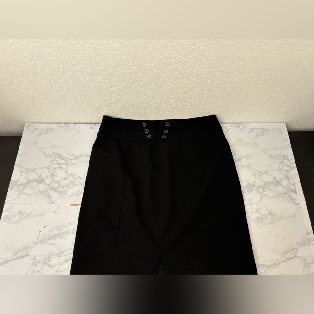 White House Black Market Women’s Sz 10 Black Skirt Slit Zipper Lined Button - Picture 2 of 7